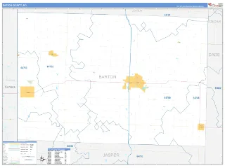 Barton County, MO Business Reference style ZIP Code wall map