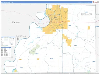 Buchanan County, MO Business Reference style ZIP Code wall map