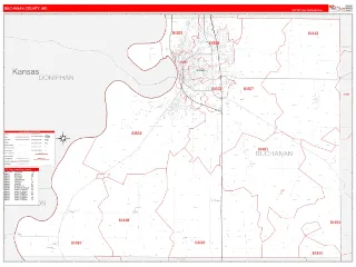 Buchanan County, MO RedLine style ZIP Code wall map