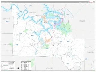 Camden County, MO Classic style ZIP Code wall map