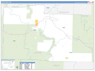 Carter County, MO Business Reference style ZIP Code wall map