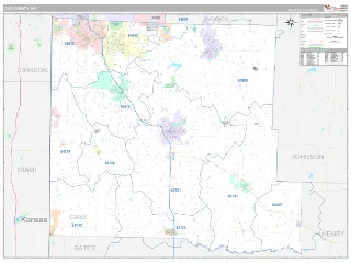 Cass County, MO Classic style ZIP Code wall map