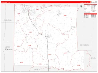 Cass County, MO RedLine style ZIP Code wall map