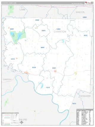Chariton County, MO Classic style ZIP Code wall map