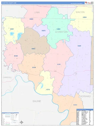 Chariton County, MO ColorCast style ZIP Code wall map
