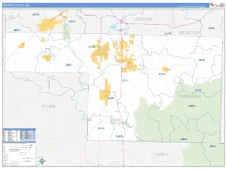 Christian County, MO Business Reference style ZIP Code wall map