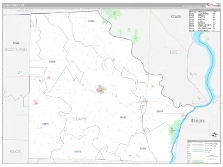 Clark County, MO Classic style ZIP Code wall map