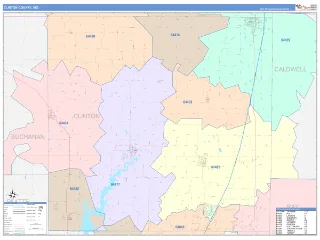 Clinton County, MO ColorCast style ZIP Code wall map