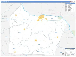 Cooper County, MO Business Reference style ZIP Code wall map
