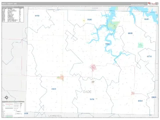 Dade County, MO Classic style ZIP Code wall map