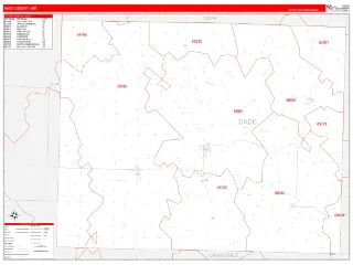 Dade County, MO RedLine style ZIP Code wall map