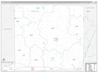 DeKalb County, MO Classic style ZIP Code wall map