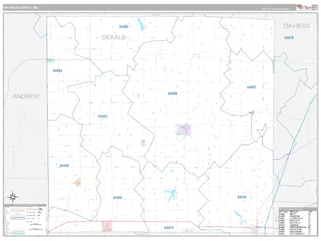 DeKalb County, MO ZIP Code Wall Map, Classic style
