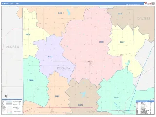 DeKalb County, MO ColorCast style ZIP Code wall map