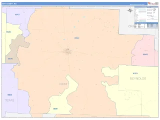 Dent County, MO ColorCast style ZIP Code wall map