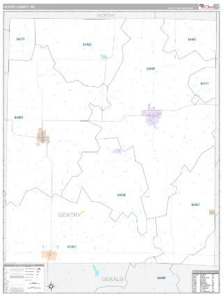 Gentry County, MO Classic style ZIP Code wall map