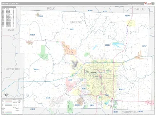 Greene County, MO Classic style ZIP Code wall map