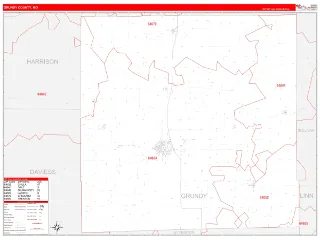 Grundy County, MO RedLine style ZIP Code wall map
