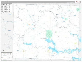 Henry County, MO Classic style ZIP Code wall map