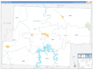 Hickory County, MO Business Reference style ZIP Code wall map