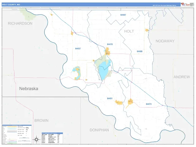 Holt County, MO ZIP Code Wall Map, Business Reference style