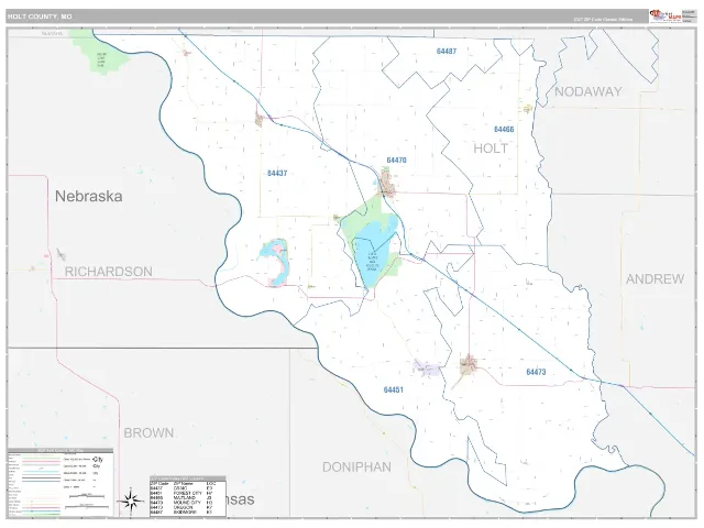Holt County, MO ZIP Code Wall Map, Classic style