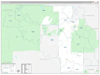 Iron County, MO Classic style ZIP Code wall map