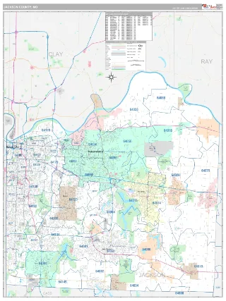 Jackson County, MO Classic style ZIP Code wall map
