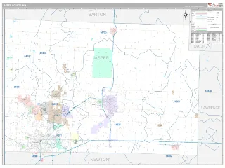 Jasper County, MO Classic style ZIP Code wall map