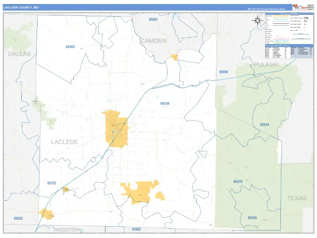 Laclede County, MO ZIP Code Wall Map, Business Reference style