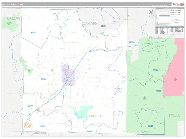 Laclede County, MO ZIP Code Wall Map, Classic style