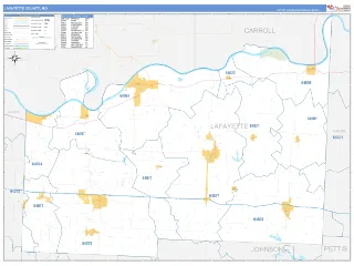 Lafayette County, MO Business Reference style ZIP Code wall map