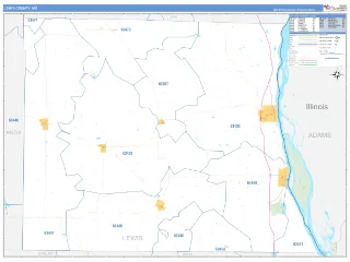 Lewis County, MO Business Reference style ZIP Code wall map