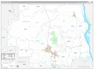 Lincoln County, MO Classic style ZIP Code wall map