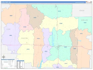 Macon County, MO ColorCast style ZIP Code wall map