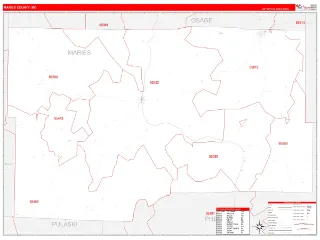 Maries County, MO RedLine style ZIP Code wall map