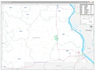 Marion County, MO Classic style ZIP Code wall map