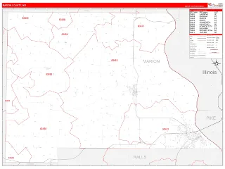 Marion County, MO RedLine style ZIP Code wall map
