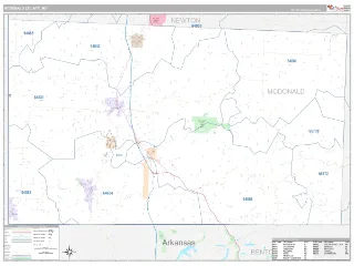 McDonald County, MO Classic style ZIP Code wall map