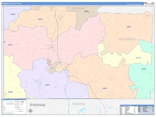 McDonald County, MO ColorCast style ZIP Code wall map