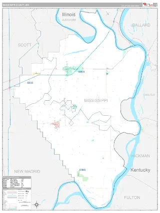 Mississippi County, MO Classic style ZIP Code wall map