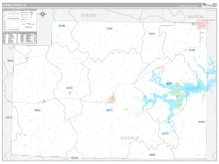 Monroe County, MO Classic style ZIP Code wall map
