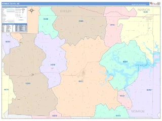 Monroe County, MO ColorCast style ZIP Code wall map