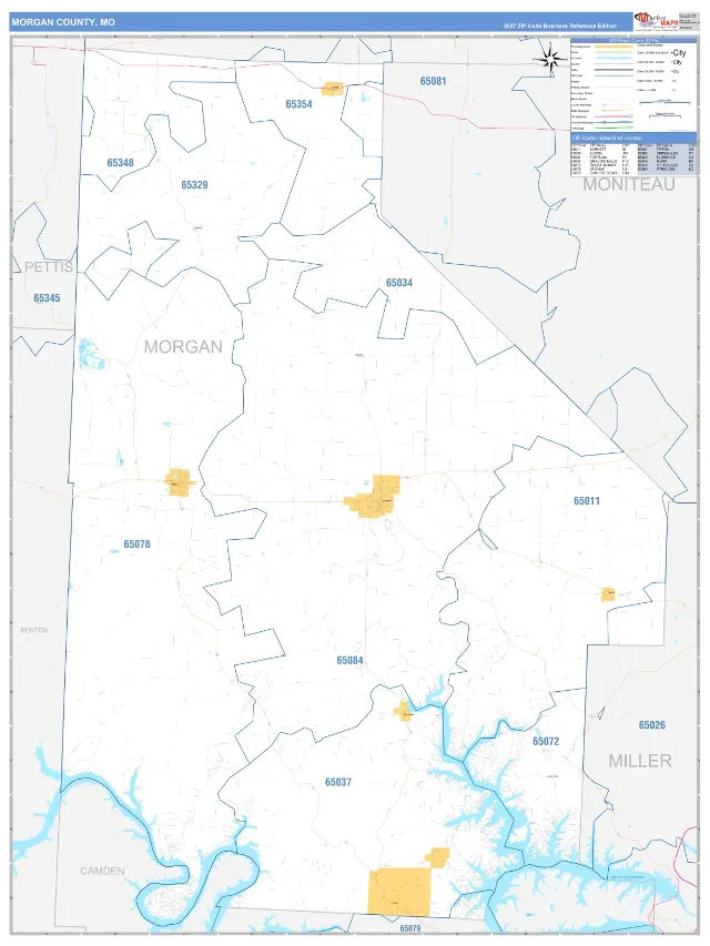 Morgan County, MO ZIP Code Wall Map, Business Reference style