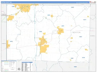 Newton County, MO Business Reference style ZIP Code wall map