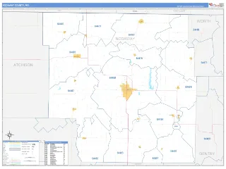 Nodaway County, MO Business Reference style ZIP Code wall map