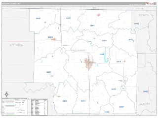 Nodaway County, MO Classic style ZIP Code wall map
