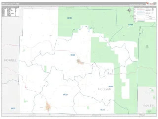 Oregon County, MO Classic style ZIP Code wall map