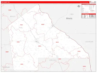Pike County, MO RedLine style ZIP Code wall map