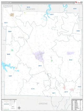 Polk County, MO Classic style ZIP Code wall map